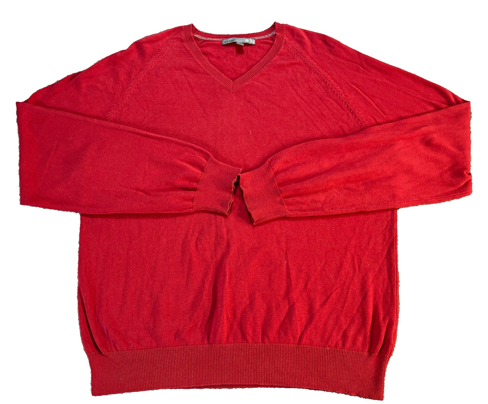 Old Navy Red V-Neck Sweater Men's XL Long Sleeves Knit Pullover Classic Casual